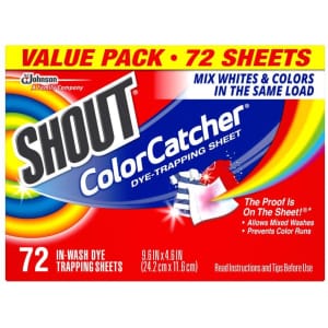 Shout Color Catcher Dye Trapping Sheets 72-Pack for $10 Shout Color Catcher Dye Trapping Sheets 72-Pack for $10