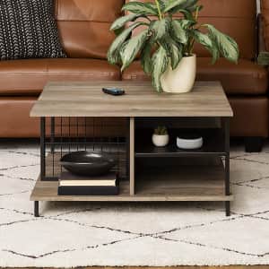 Walker Edison Metal and Wood Square Coffee Table for $164 Walker Edison Metal and Wood Square Coffee Table for $164