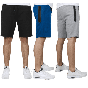 Men's Fleece Shorts w/ Zippered Pocket 3-Pack for $29