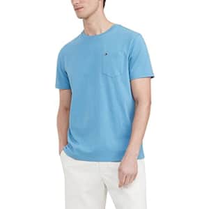 Tommy Hilfiger Men's Short Sleeve Crewneck T Shirt with Pocket, Regatta Blue, XXL for $24