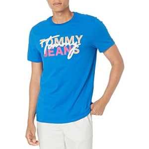 Tommy Hilfiger Men's Tommy Jeans Graphic T Shirt, Corrib River Blue, SM for $15