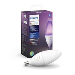 Philips Hue 556968 White & Color E12 LED Candle Light Bulb, Bluetooth & Zigbee Compatible (Hue Hub for $50