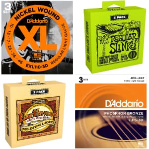 Ernie Ball & D'Addario Guitar String Packs at Guitar Center: Free shipping Ernie Ball & D'Addario Guitar String Packs at Guitar Center: Free shipping