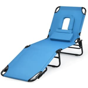 Costway Adjustable Chaise Lounge Chair w/ Hole for $74