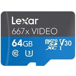 Lexar Professional 667X Video 64GB microSDXC UHS-I Card (LMS667V064G-BNANU) for $13