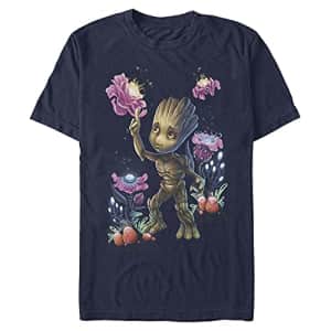 Marvel Men's Universe Groot Plants No BG T-Shirt, Navy Blue, Small for $10