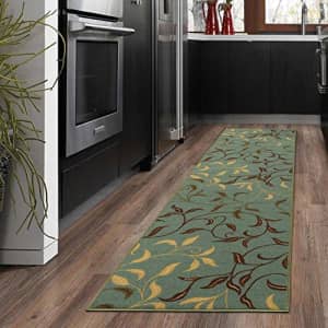 Ottomanson Ottohome Collection Contemporary Leaves Design Rubber Back Runner Rug, 2'7" x 9'10", for $38