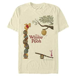 Disney Men's Winnie The Pooh Honey Love T-Shirt, Cream, Small for $17