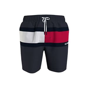 Tommy Hilfiger Men's Big & Tall 7 Logo Swim Trunks with Quick Dry, Navy Blue, XX-Large Tall for $25