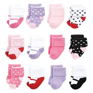 Luvable Friends Unisex Baby Newborn and Baby Terry Socks, Coral Lilac Mary Janes, 0-6 Months for $17