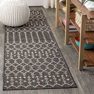 JONATHAN Y Ourika Moroccan Geometric Textured Weave Indoor/Outdoor Black/Gray 2 ft. x 8 ft. Runner for $24