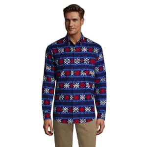 Lands' End Men's Traditional Fit Printed Flagship Flannel Shirt for $10