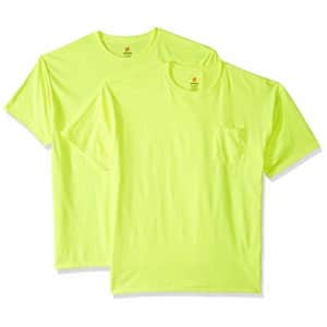 Hanes mens Men's Workwear Short Sleeve Tee (2-pack) T Shirt, Safety Green, XX-Large US for $28
