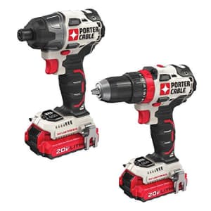 Porter-Cable 20V Max Li-ion Cordless Drill Driver and Impact Drill Combo Kit for $218