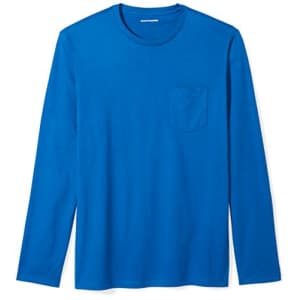 Amazon Essentials Men's Slim-Fit Long-Sleeve Pocket T-Shirt, Bright Blue, Medium for $10