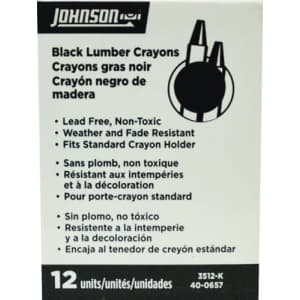 Johnson Level & Tool 3512-K Lumber Crayon, Black, 12-Pack for $22