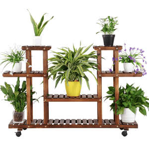 SmileMart 4-Tier 6-Shelf Rolling Wooden Plant Stand for $45 SmileMart 4-Tier 6-Shelf Rolling Wooden Plant Stand for $45