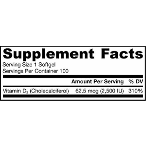 Jarrow Formulas Vitamin D3, Supports: Calcium and Bone Metabolism, 2500 IU, 100 Softgels for $11 Jarrow Formulas Vitamin D3, Supports: Calcium and Bone Metabolism, 2500 IU, 100 Softgels for $11