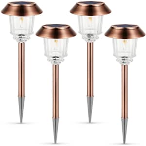 Xmcosy+ LED Solar Pathway Light 4-Pack for $60