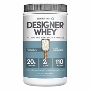 Designer Protein Whey Powder, Non GMO, Made in USA Plain & Simple, Purely Unflavored, 32 Oz for $29