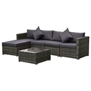 Outsunny 6 Pieces Outdoor Rattan Sofa Set, Sectional Conversation Patio Furniture Set with Cushions for $620