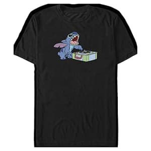 Disney Men's Lilo & Stitch DJ Stitch T-Shirt, Black, X-Large for $16