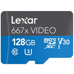 Lexar Professional 667x Video 128GB microSDXC UHS-I Card (LSDMI128VBNA667A) for $20