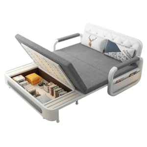 The Right Path 50.3" Rolled Arm Convertible Sofa Bed w/ Storage for $665