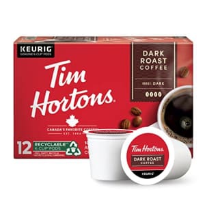 Tim Hortons Dark Roast Coffee, Single-Serve K-Cup Pods Compatible with Keurig Brewers, 12ct K-Cups for $8