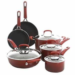 Kenmore Andover Nonstick Forged Aluminum Cookware, 10-Piece Set, Red Gradient for $128 Kenmore Andover Nonstick Forged Aluminum Cookware, 10-Piece Set, Red Gradient for $128