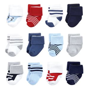 Luvable Friends baby girls Luvable Friends Unisex Newborn and Terry Socks Red Navy Sneakers 12 Pack for $7