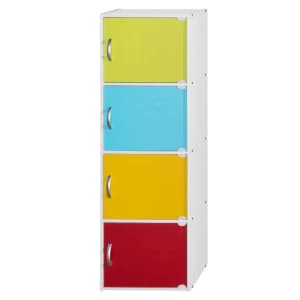 Hodedah 47" 4-Shelf Standard Bookcase w/ Doors for $46