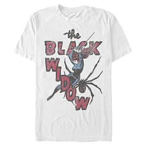 Marvel Men's Universe THRIFTED Black Widow T-Shirt, White, XX-Large for $15