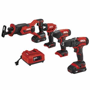 Skil 4-Tool Combo Kit: 20V Cordless Drill Driver, Impact Driver, Reciprocating Saw and LED for $152