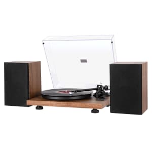 1byone Bluetooth Turntable System with Bookshelf Speakers for $229 1byone Bluetooth Turntable System with Bookshelf Speakers for $229
