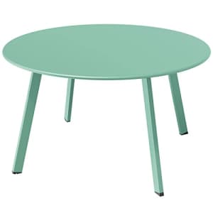 Grand Patio Round Steel Patio Coffee Table, Weather Resistant Outdoor Large Side Table, Mint Green for $60