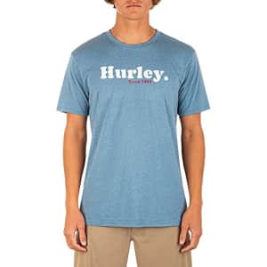 Hurley Men's One and Only Logo T-Shirt, Rift Blue/White, Small for $19