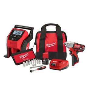 Milwaukee M12 12-Volt Lithium-Ion Cordless 3/8 in. Impact Wrench and Inflator Combo Kit with 3/8 for $218
