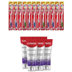 Colgate Premier Toothbrush 12-Pack and Renewal Toothpaste 6-Pack for $23