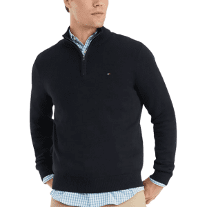 Tommy Hilfiger Men's Signature Solid Quarter-Zip Sweater for $56
