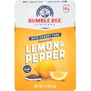 Bumble Bee Lemon & Pepper Seasoned Tuna 2.5-oz. Pouch 12-Pack for $9.77 via Sub & Save Bumble Bee Lemon & Pepper Seasoned Tuna 2.5-oz. Pouch 12-Pack for $9.77 via Sub & Save