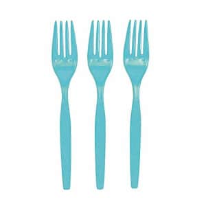Fun Express - Light Blue Plastic Forks (50 Pc) - Party Supplies - Solid Tableware - Cutlery - 50 for $9