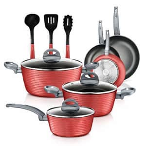 NutriChef Nonstick Kitchen Cookware Set - Professional Hard Anodized Home Kitchen Ware Pots and Pan for $50