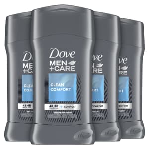 Dove Men+Care Clean Comfort Antiperspirant Deodorant 4-Pack for $10 via Sub & Save