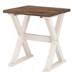 Saracina Home Xavier Farmhouse Trestle Leg Distressed Side Table for $120 Saracina Home Xavier Farmhouse Trestle Leg Distressed Side Table for $120