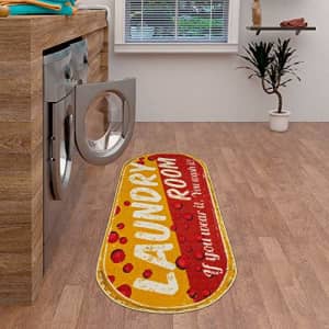 Ottomanson Laundry Collection Bubble Design Rubber Back Runner Rug, Oval, 20" x 59", Yellow/Red for $36