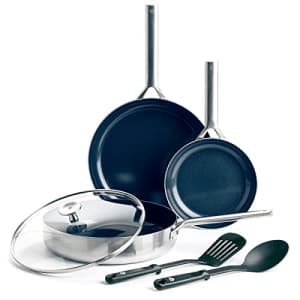 Blue Diamond Cookware Tri-Ply Stainless Steel Ceramic Nonstick, 6 Piece Cookware Pots and Pans Set, for $84