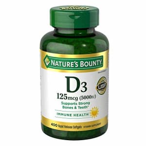 Nature's Bounty Immune Health Vitamin D3 5000 iu, Rapid Release 400 Softgels for $23