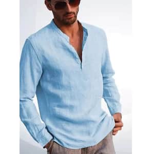 Men's Casual Breathable Henley: 2 for $11
