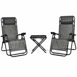Giantex 3 PCS Zero Gravity Chair Patio Chaise Lounge Chairs Outdoor Yard Pool Recliner Folding for $130